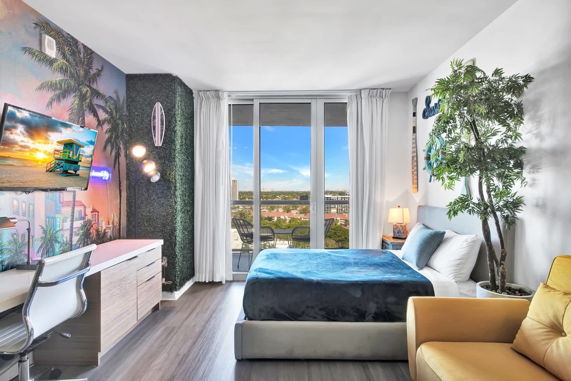 1 bedroom, desk, iron/ironing board, travel crib