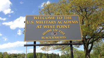 A welcome sign for the U.S. Military Academy at West Point.