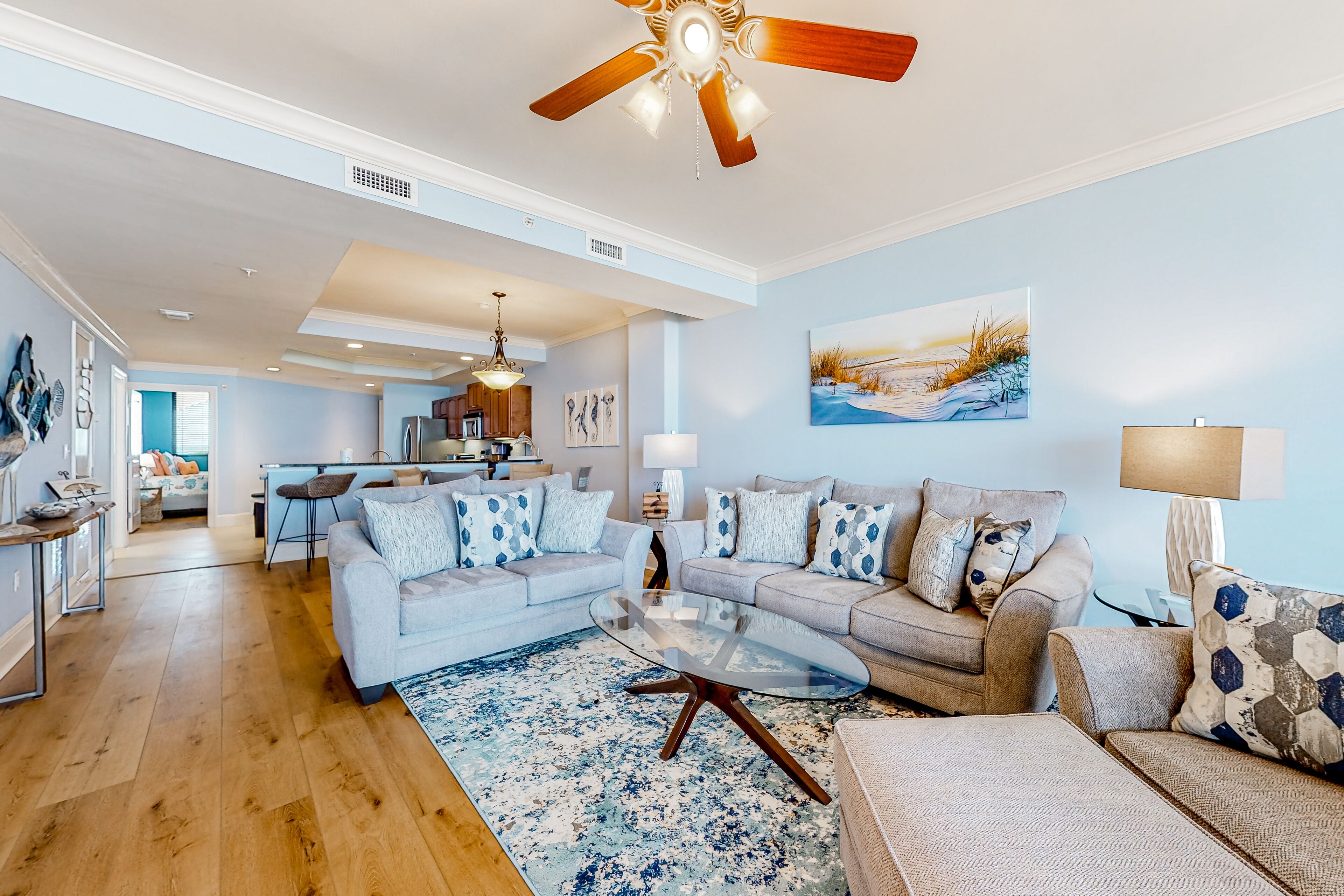 Gulf-front condo with a beach view, pools, hot tub, tennis, & fitness room