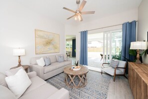 TV - Luxury Coastal Home - Steps to Beach w/Private Backyard, Hot Tub & Games Room! (Cape Canaveral)