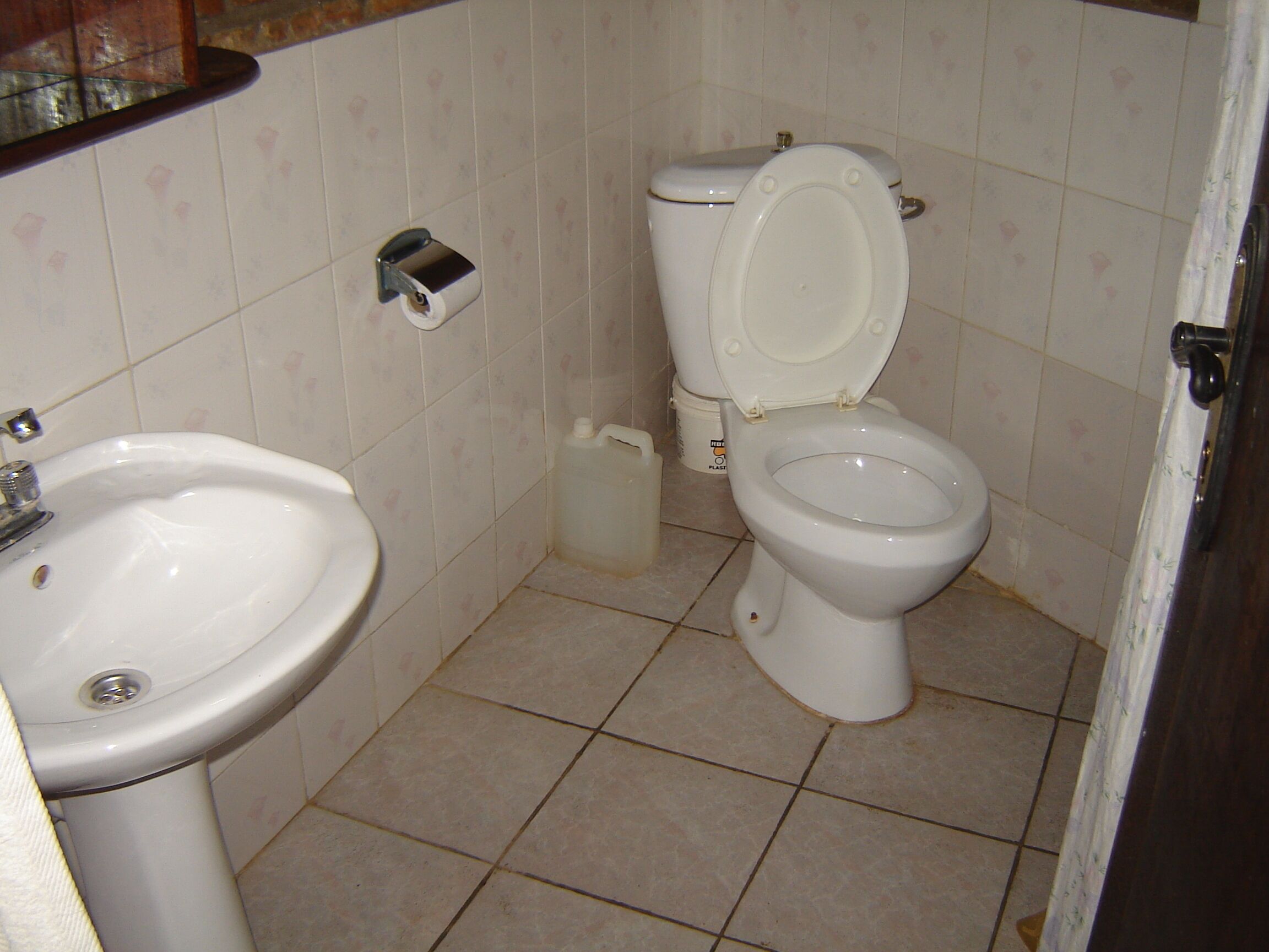 Shower, towels, soap, toilet paper