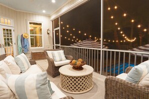 Terrace/patio - Luxury Coastal Escape: 6BR East beach Estate w/ Pool & Shuffleboard (Saint Simons Island)