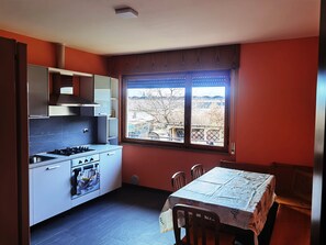 Großer Kühlschrank, Ofen, Herdplatte, Geschirrspüler