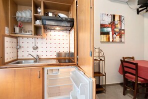 Fridge, stovetop, cookware/dishes/utensils