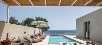 Beachfront retreat, sea views, Boho inspired style, private pool, unique design