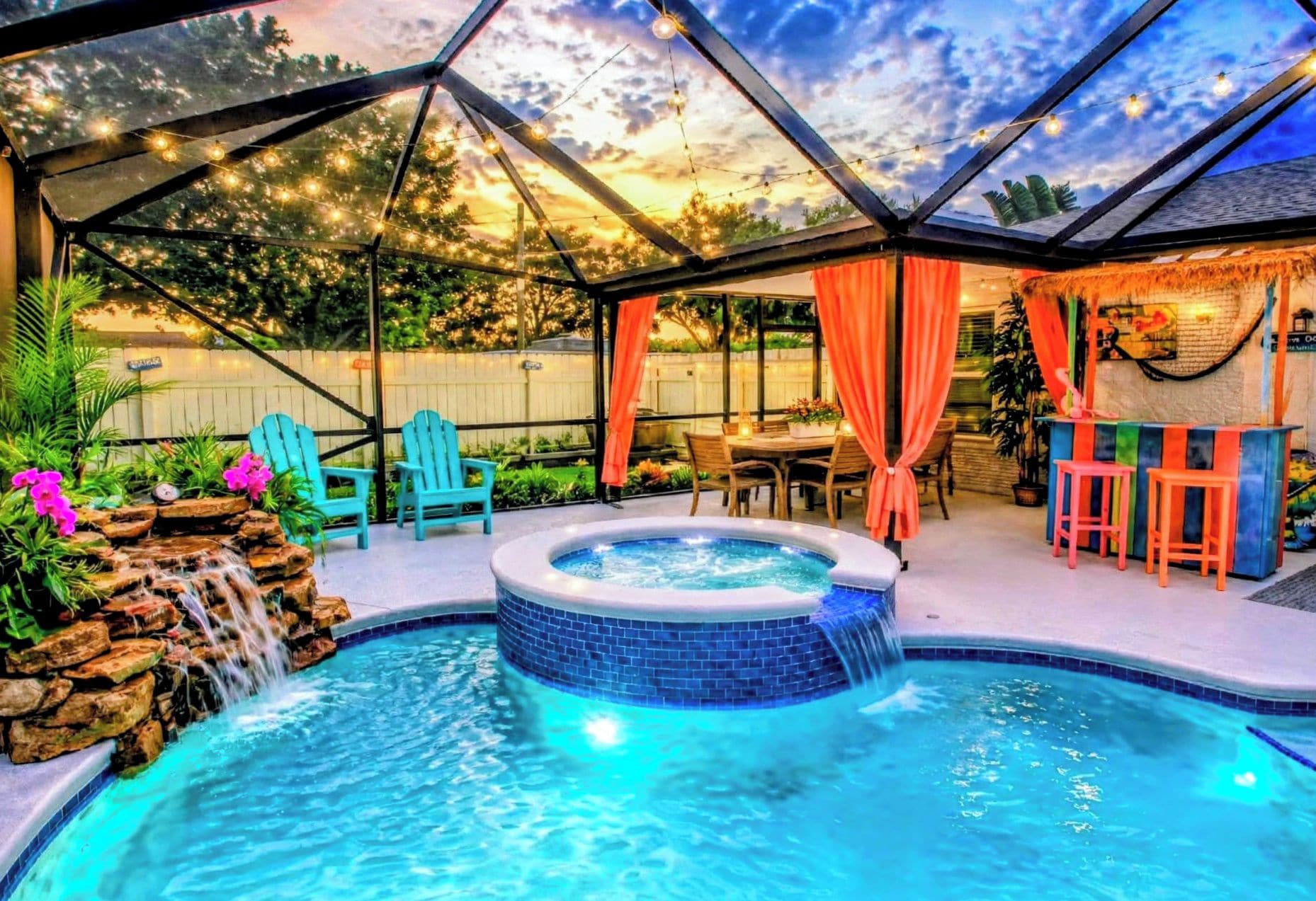 Tropical  Oasis | Private Pool + Spa + Waterfalls + Tiki Bar | Sunset Paradise