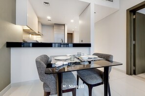 Luxury Apartment | Dining room - Manzil - 1BR in Business Bay w Burj & Canal Views (Dubai)