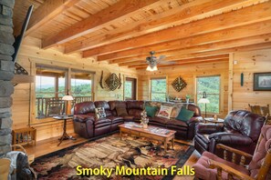 Fireplace - HUMMINGBIRD RIDGE--- MOUNTAIN VIEWS, PRIVACY AND  WONDERFUL AMENITIES JUST FOR YOU. NOW WITH WI-FI!! (Cosby)