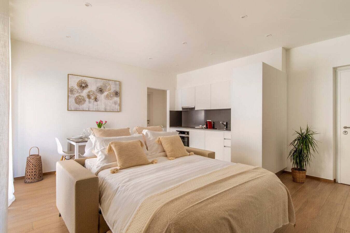 1 bedroom, desk, iron/ironing board, travel crib