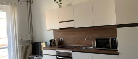 Kühlschrank, Mikrowelle, Ofen, Herdplatte