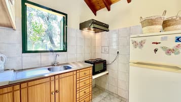 Fridge, oven, stovetop, coffee/tea maker