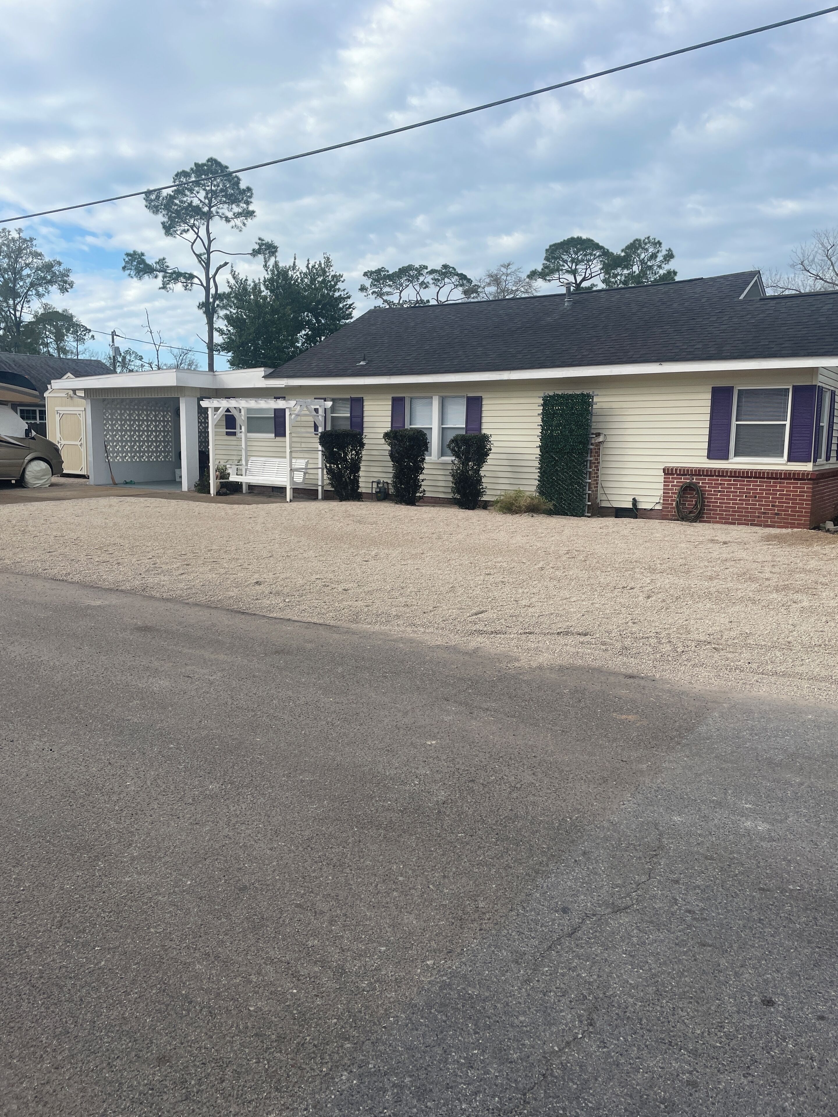 75’ of gravel added for parking large boats/pontoon without unhitching.