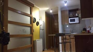 Fridge, microwave, oven, electric kettle
