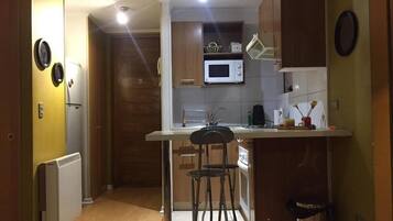 Fridge, microwave, oven, electric kettle
