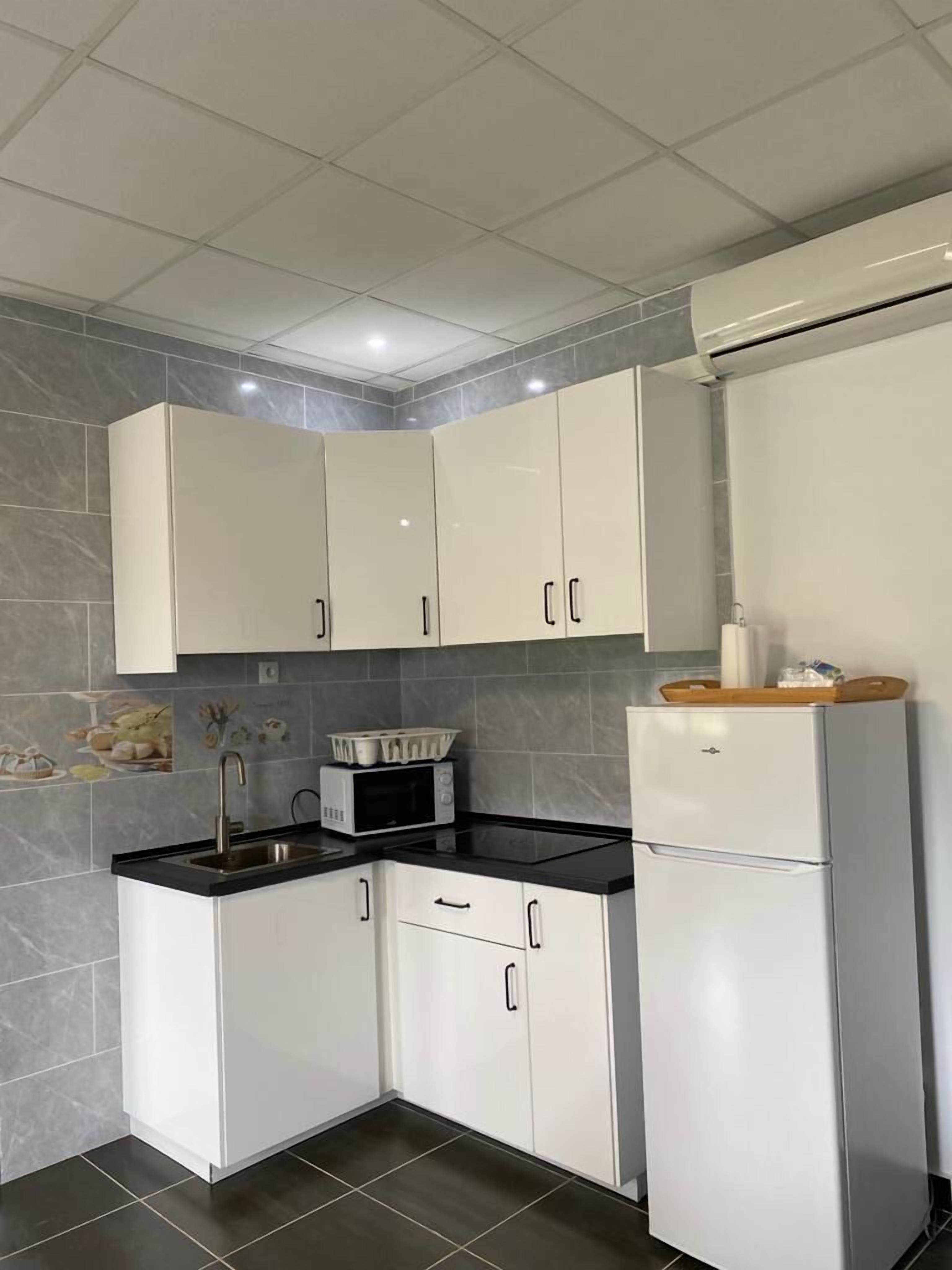 apartment | private kitchen | full-sized fridge, microwave, oven, toaster