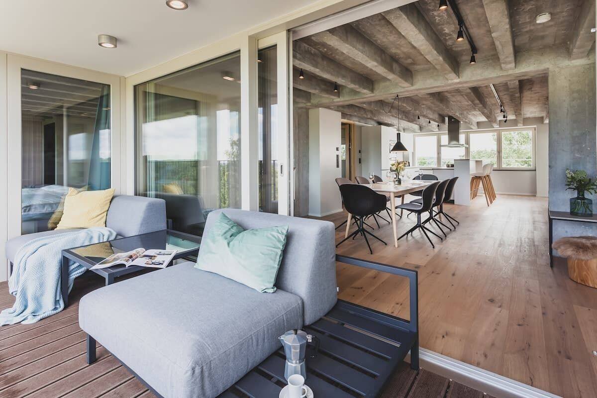 Alpehytte – president (add. final cleaning fee 190€) | Oppholdsområde | Flatskjerm-TV og oppvarmet gulv