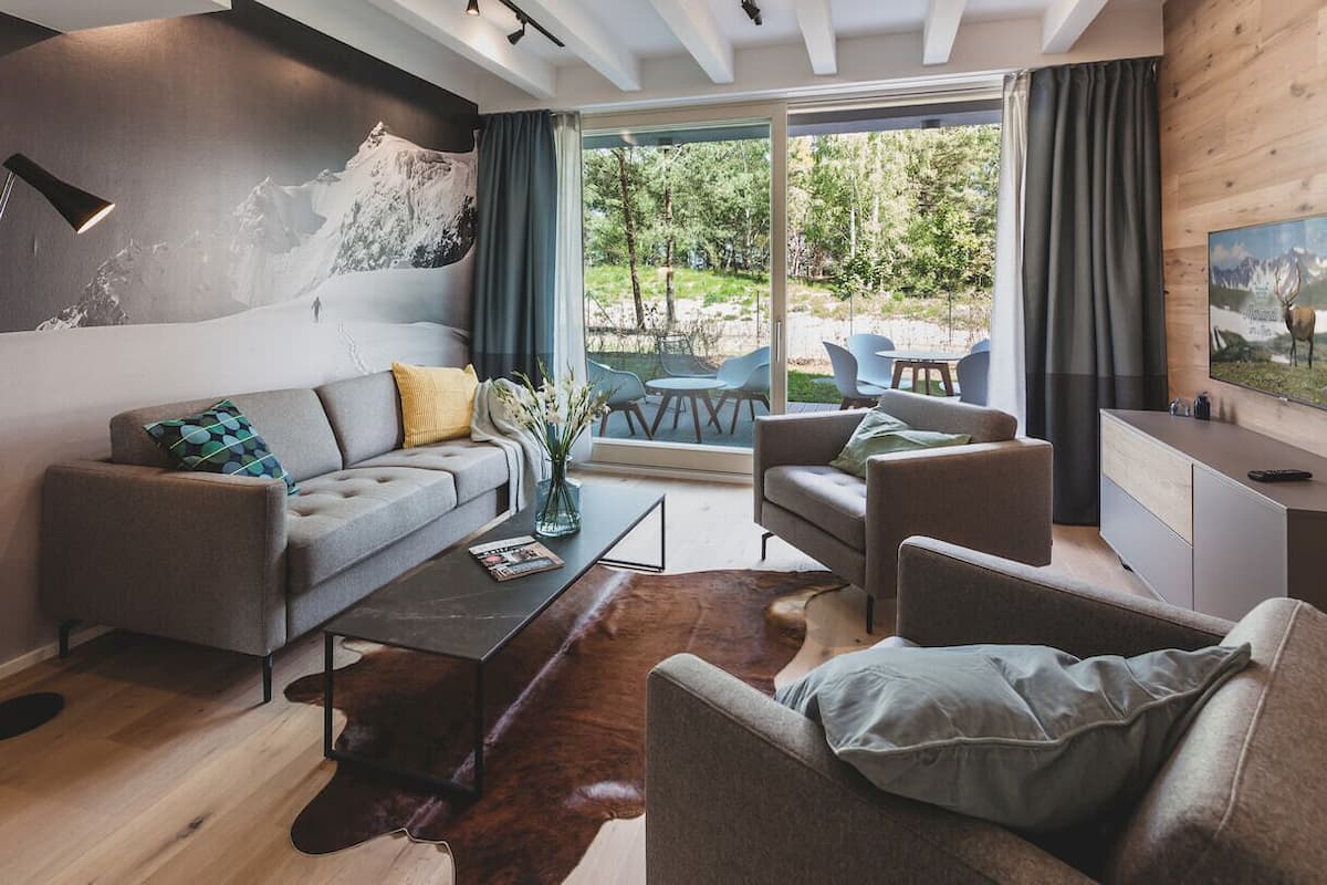 GartenHäusl (plus final cleaning fee of 150 EUR to be paid on site) | Living area | Flat-screen TV, heated floors