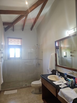 Dusche, Handtücher, Seife, Toilettenpapier