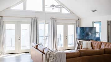 Smart TV, fireplace, video games, books