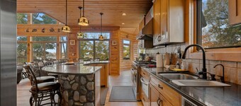 Group Gather 3 Level Cabin overlooking lake, game, private hot tub, w/d, 2 decks