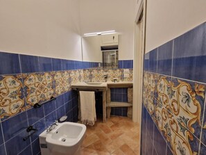 Regadera, secadora de cabello, bidet, toallas
