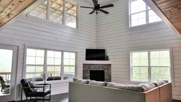 Smart TV, fireplace, video games