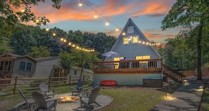 Lakefront A-Frame Cottage with Kayaks & Fire Pit