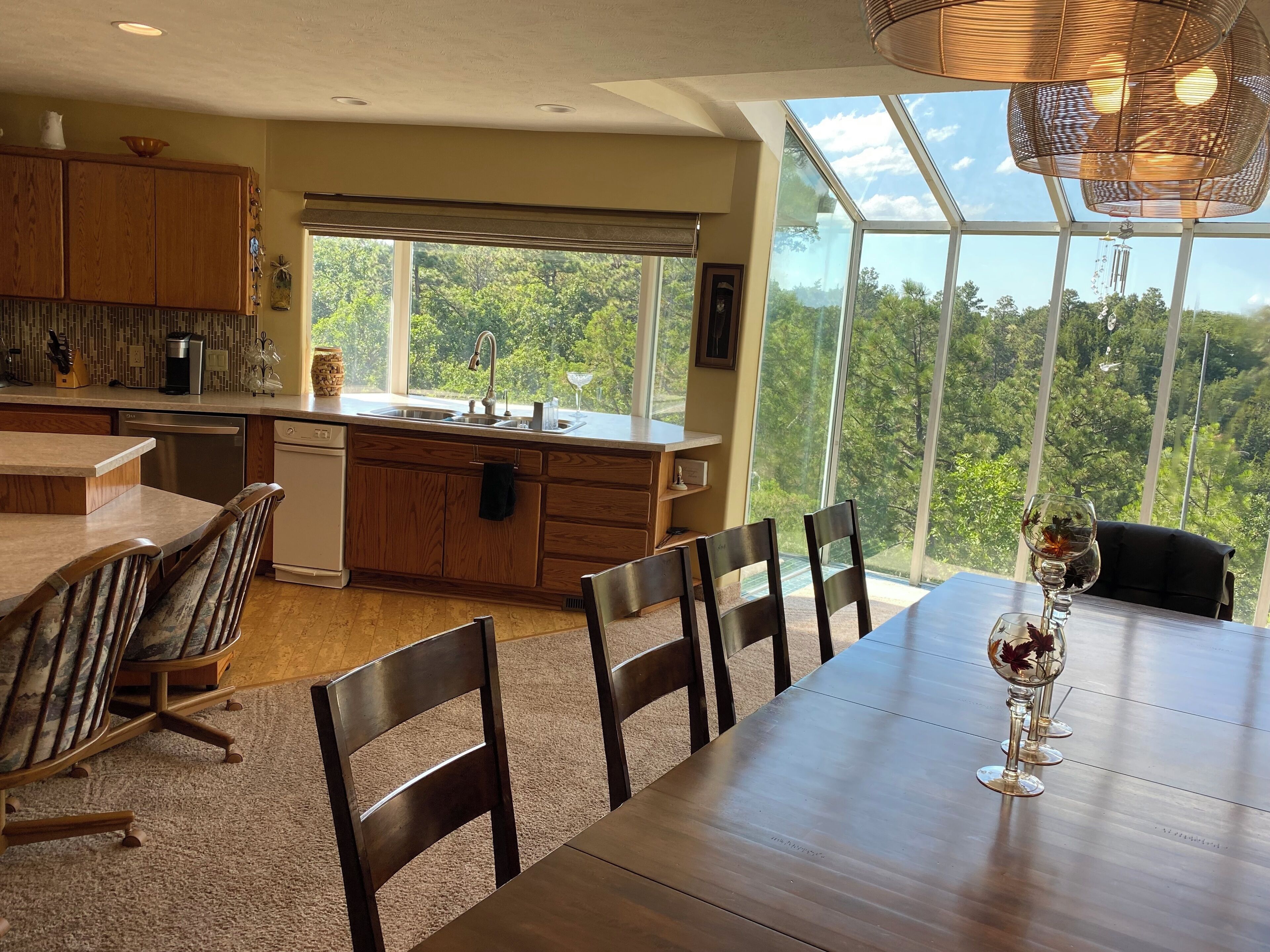 The view from the dining room and kitchen