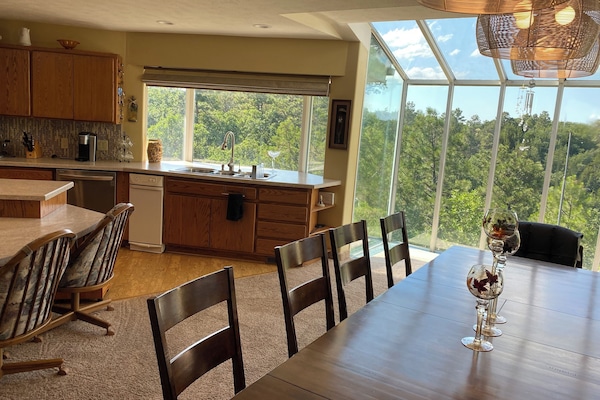 The view from the dining room and kitchen