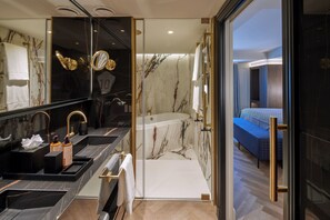 Slippers, towels, soap, shampoo