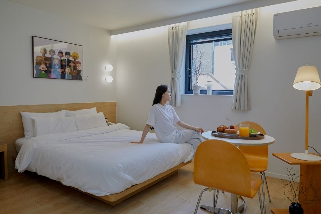 고급 침구,   노트북 작업 공간, 방음 설비, 무료 WiFi