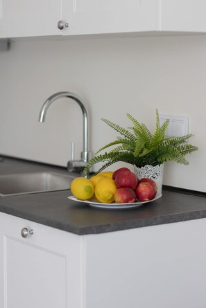 冷蔵庫、電子レンジ、オーブン、コンロ