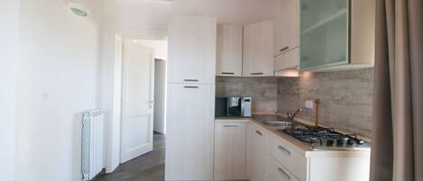 Kühlschrank, Mikrowelle, Herdplatte, Geschirrspüler