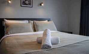 1 slaapkamer, een strijkplank/strijkijzer, wifi, beddengoed