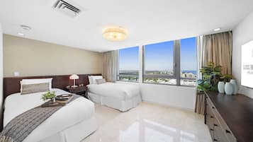 3 bedrooms, desk, iron/ironing board, travel cot