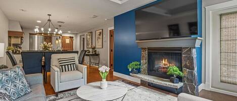 TV, fireplace, Netflix, streaming services