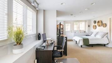 1 bedroom, desk, soundproofing, iron/ironing board