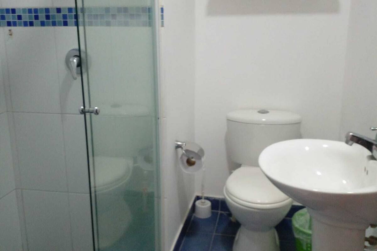 basic double room | bathroom | shower, free toiletries, towels, soap