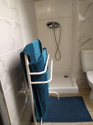 Serviettes fournies, savon, shampooing, papier de toilette