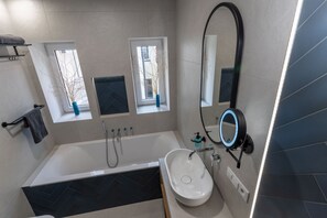 Hair dryer, towels, toilet paper