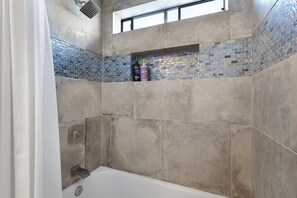 Hair dryer, bidet, towels, soap