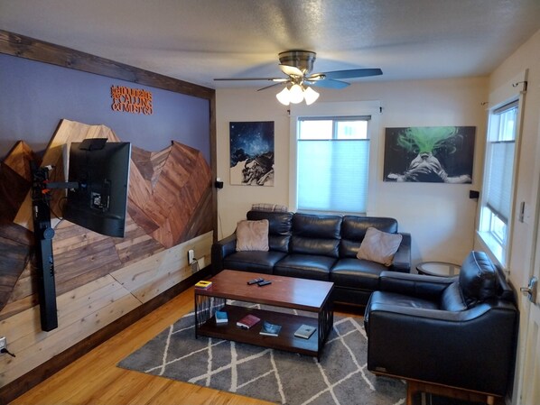 Smart TV, music library, stereo