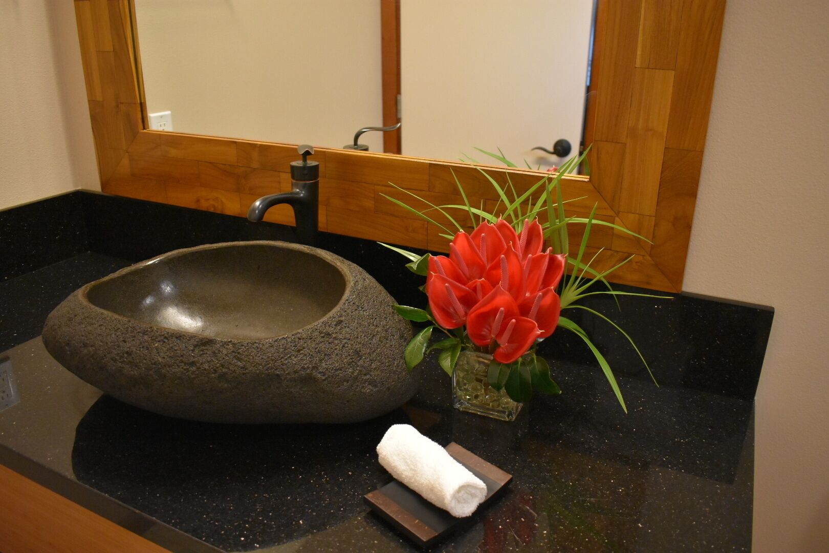 luxury studio suite, 1 king bed, beach view, oceanfront orchid | bathroom | shower, free toiletries, hair dryer, towels