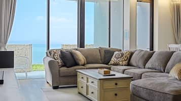 Standard Villa, 3 Bedrooms, Non Smoking, Sea View | Living area | Flat-screen TV