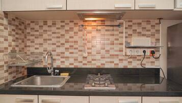 Apartment | Private kitchen | Full-size fridge, stovetop, rice cooker