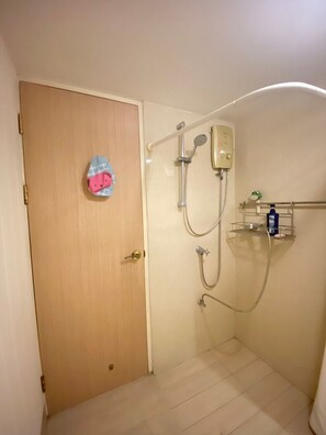 Shower, free toiletries, hair dryer, bidet