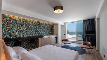 Panorama kamer, terras | 1 slaapkamer, donsdekens, een minibar, een kluis op de kamer