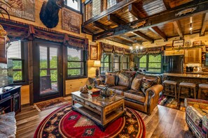Fireplace, video games, DVD player, stereo