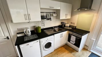 Fridge, microwave, oven, electric kettle