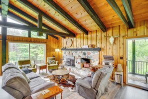 TV, DVD player, books, video library